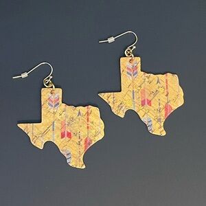 Texas Shaped Cork Earrings, State of Texas